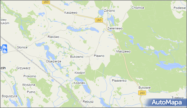 mapa Pławno gmina Bierzwnik, Pławno gmina Bierzwnik na mapie Targeo