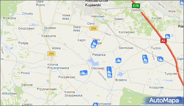 mapa Plebanka gmina Aleksandrów Kujawski, Plebanka gmina Aleksandrów Kujawski na mapie Targeo