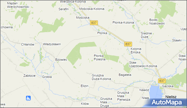 mapa Płonka Poleśna, Płonka Poleśna na mapie Targeo