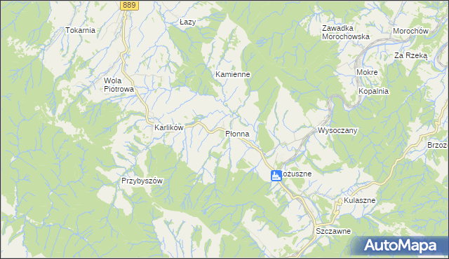 mapa Płonna gmina Bukowsko, Płonna gmina Bukowsko na mapie Targeo