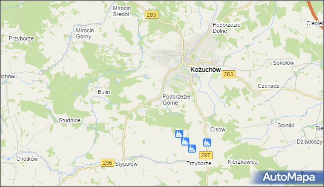 mapa Podbrzezie Górne, Podbrzezie Górne na mapie Targeo