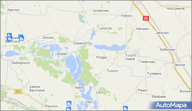 mapa Podgaj gmina Złotniki Kujawskie, Podgaj gmina Złotniki Kujawskie na mapie Targeo