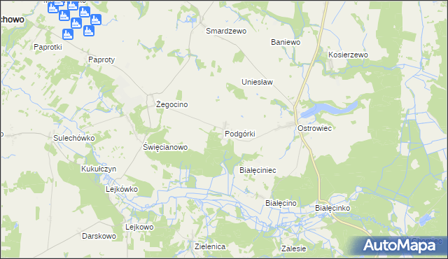 mapa Podgórki gmina Malechowo, Podgórki gmina Malechowo na mapie Targeo