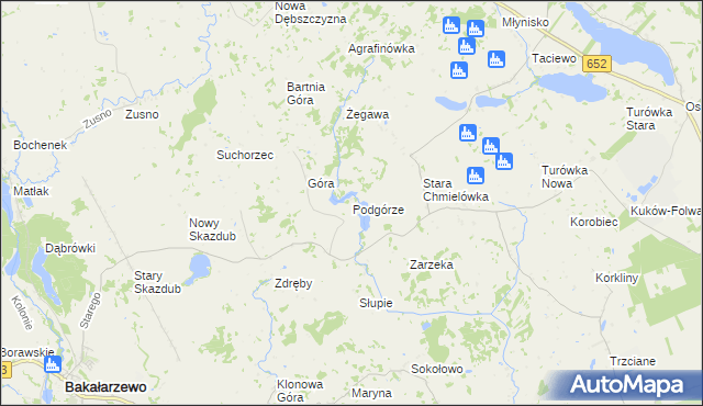 mapa Podgórze gmina Bakałarzewo, Podgórze gmina Bakałarzewo na mapie Targeo