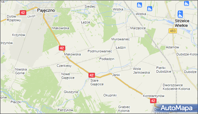 mapa Podładzin, Podładzin na mapie Targeo