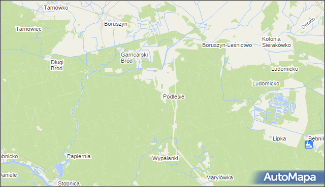 mapa Podlesie gmina Oborniki, Podlesie gmina Oborniki na mapie Targeo