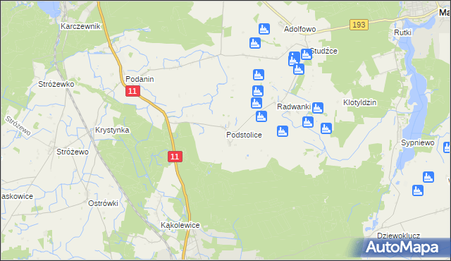 mapa Podstolice gmina Budzyń, Podstolice gmina Budzyń na mapie Targeo