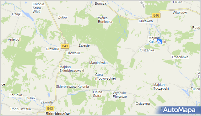 mapa Podwysokie gmina Skierbieszów, Podwysokie gmina Skierbieszów na mapie Targeo