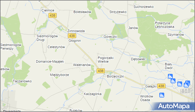 mapa Pogorzałki Wielkie, Pogorzałki Wielkie na mapie Targeo