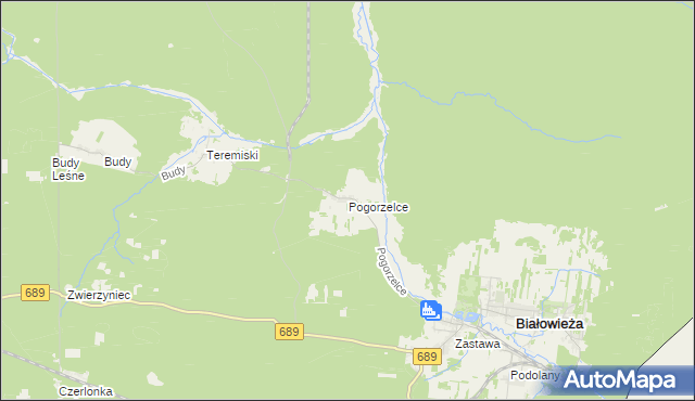 mapa Pogorzelce, Pogorzelce na mapie Targeo