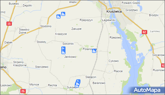 mapa Polanowice gmina Kruszwica, Polanowice gmina Kruszwica na mapie Targeo