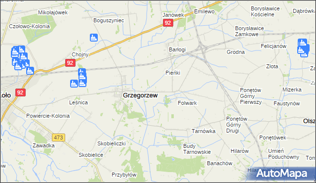 mapa Ponętów Dolny, Ponętów Dolny na mapie Targeo