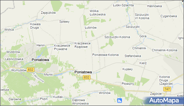 mapa Poniatowa-Kolonia, Poniatowa-Kolonia na mapie Targeo