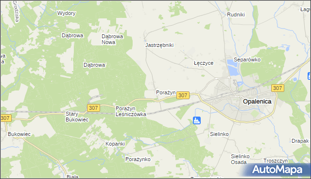 mapa Porażyn, Porażyn na mapie Targeo