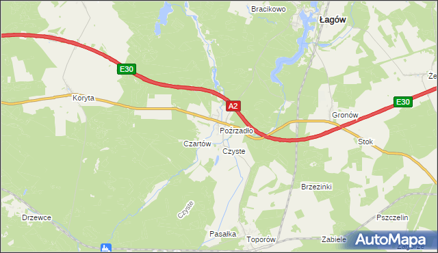 mapa Poźrzadło, Poźrzadło na mapie Targeo