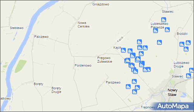 mapa Pręgowo Żuławskie, Pręgowo Żuławskie na mapie Targeo