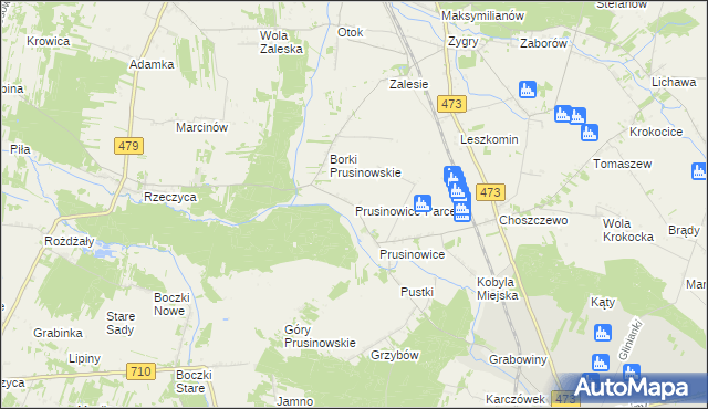 mapa Prusinowice-Parcela, Prusinowice-Parcela na mapie Targeo