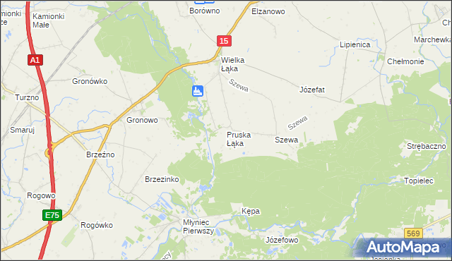 mapa Pruska Łąka, Pruska Łąka na mapie Targeo