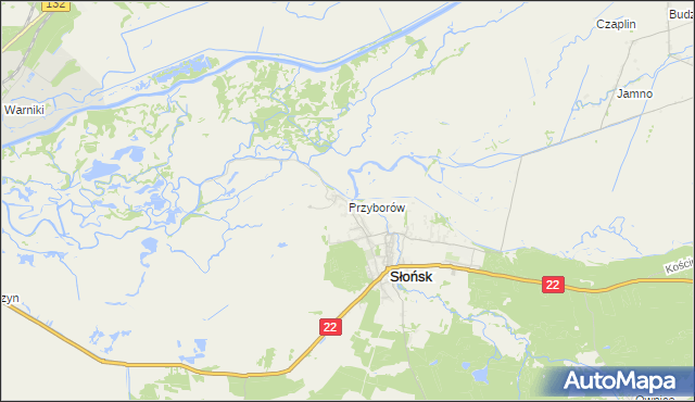 mapa Przyborów gmina Słońsk, Przyborów gmina Słońsk na mapie Targeo