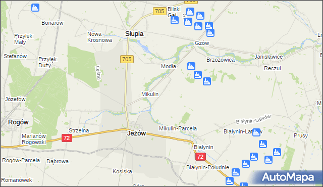 mapa Przybyszyce, Przybyszyce na mapie Targeo