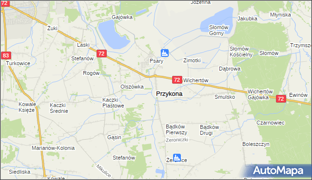 mapa Przykona, Przykona na mapie Targeo