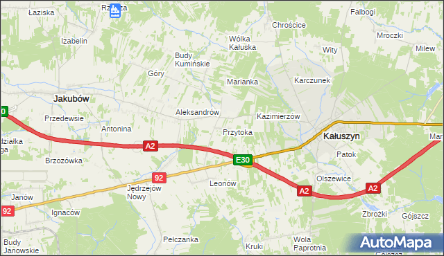 mapa Przytoka gmina Kałuszyn, Przytoka gmina Kałuszyn na mapie Targeo