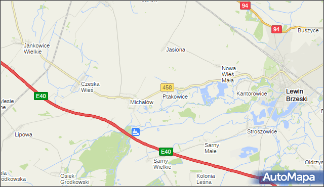 mapa Ptakowice gmina Lewin Brzeski, Ptakowice gmina Lewin Brzeski na mapie Targeo