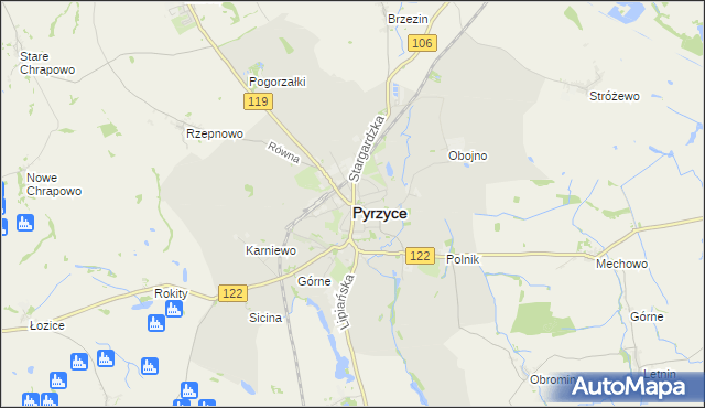 mapa Pyrzyce, Pyrzyce na mapie Targeo