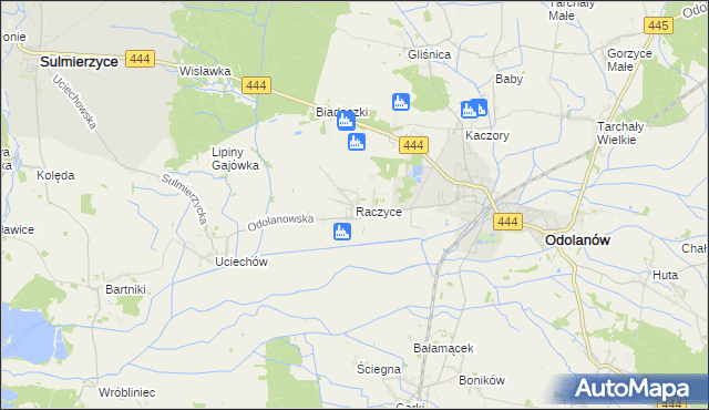 mapa Raczyce gmina Odolanów, Raczyce gmina Odolanów na mapie Targeo