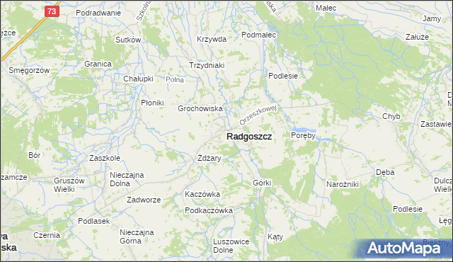 mapa Radgoszcz powiat dąbrowski, Radgoszcz powiat dąbrowski na mapie Targeo
