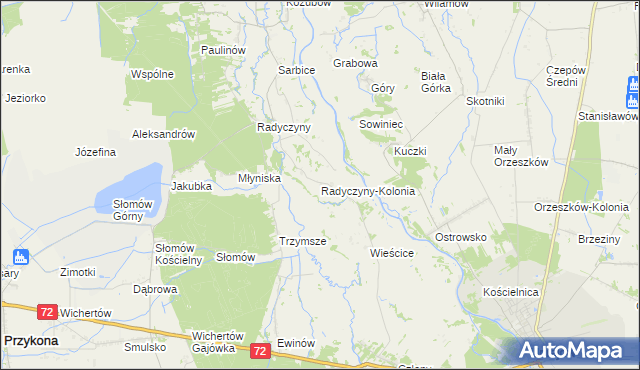 mapa Radyczyny-Kolonia, Radyczyny-Kolonia na mapie Targeo