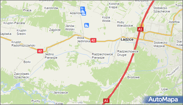 mapa Radziechowice Pierwsze, Radziechowice Pierwsze na mapie Targeo