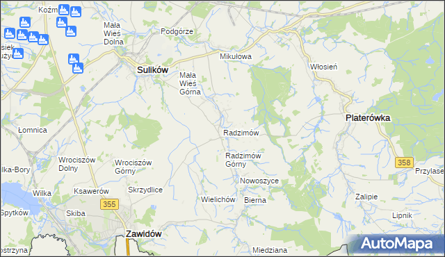 mapa Radzimów, Radzimów na mapie Targeo