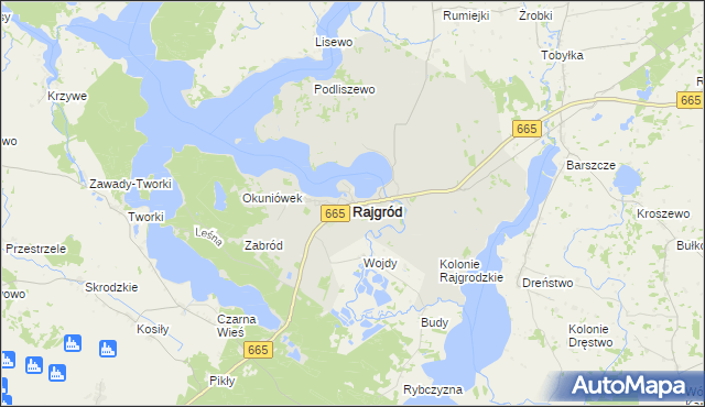 mapa Rajgród powiat grajewski, Rajgród powiat grajewski na mapie Targeo