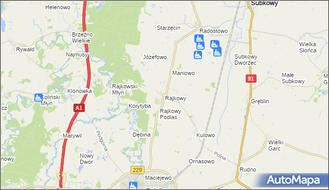 mapa Rajkowy, Rajkowy na mapie Targeo