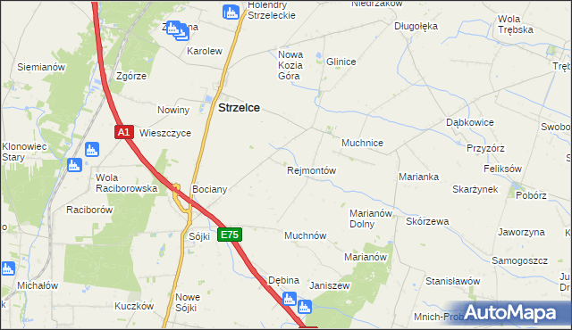 mapa Rejmontów, Rejmontów na mapie Targeo