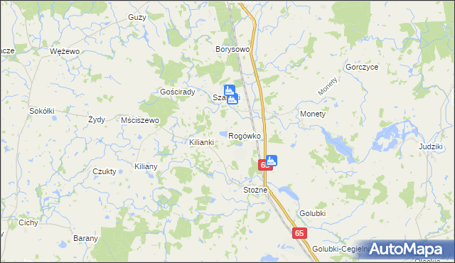 mapa Rogówko gmina Kowale Oleckie, Rogówko gmina Kowale Oleckie na mapie Targeo