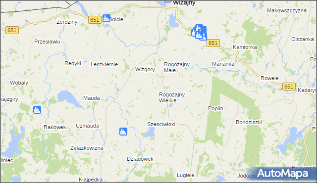 mapa Rogożajny Wielkie, Rogożajny Wielkie na mapie Targeo