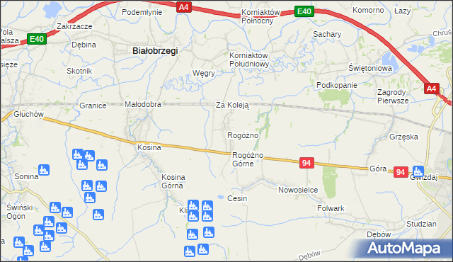 mapa Rogóżno, Rogóżno na mapie Targeo