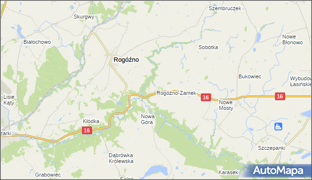 mapa Rogóźno-Zamek, Rogóźno-Zamek na mapie Targeo