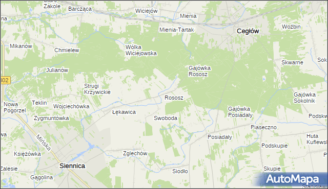 mapa Rososz gmina Cegłów, Rososz gmina Cegłów na mapie Targeo