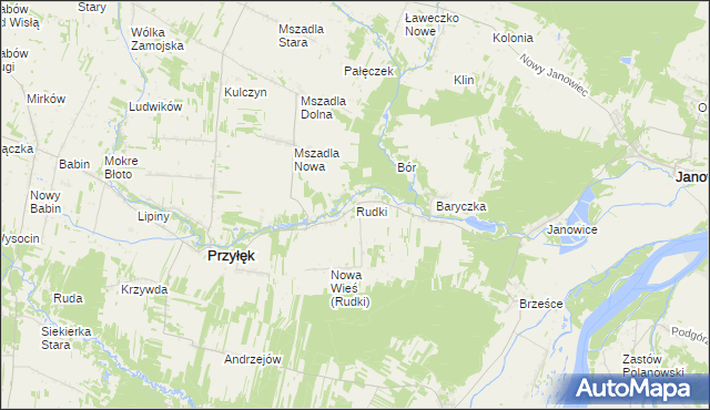 mapa Rudki gmina Przyłęk, Rudki gmina Przyłęk na mapie Targeo