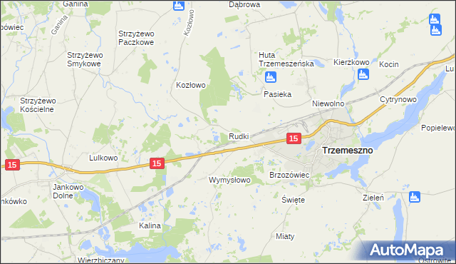 mapa Rudki gmina Trzemeszno, Rudki gmina Trzemeszno na mapie Targeo