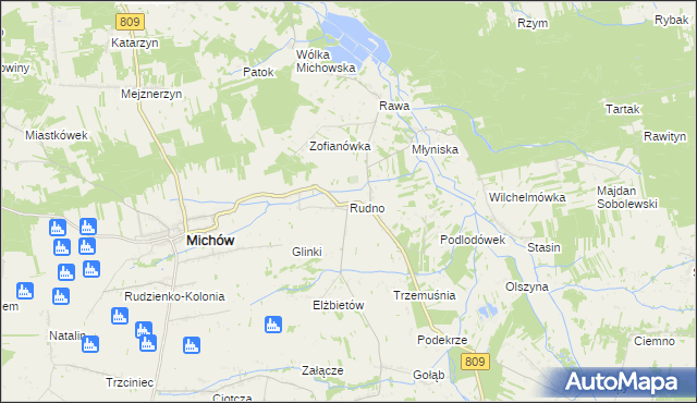 mapa Rudno gmina Michów, Rudno gmina Michów na mapie Targeo