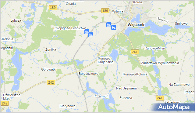 mapa Runowo Krajeńskie, Runowo Krajeńskie na mapie Targeo