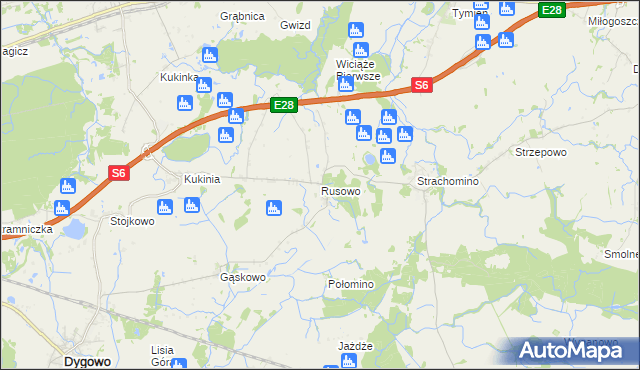 mapa Rusowo, Rusowo na mapie Targeo