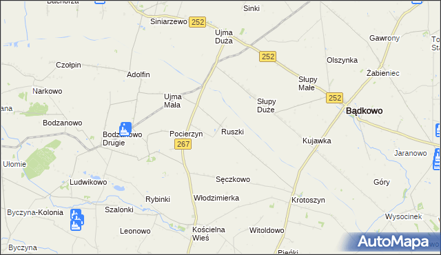 mapa Ruszki gmina Osięciny, Ruszki gmina Osięciny na mapie Targeo