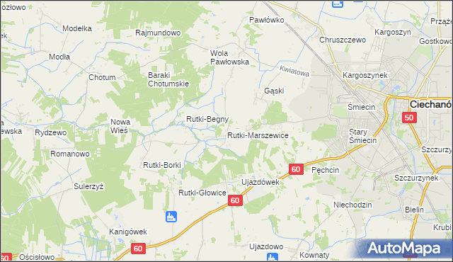 mapa Rutki-Marszewice, Rutki-Marszewice na mapie Targeo