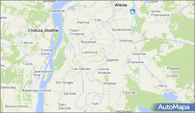 mapa Rybaki gmina Wilków, Rybaki gmina Wilków na mapie Targeo