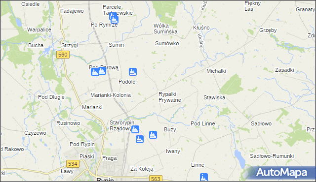 mapa Rypałki Prywatne, Rypałki Prywatne na mapie Targeo